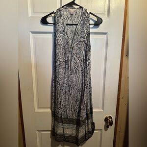 Navy & White Paisley Zip-Front Dress